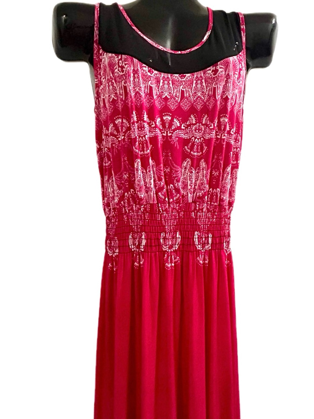 Sleeveless Pink Patterned Maxi Dress